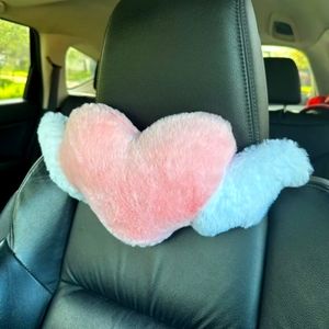 2 New heart with wings car headrest pillows with strapa